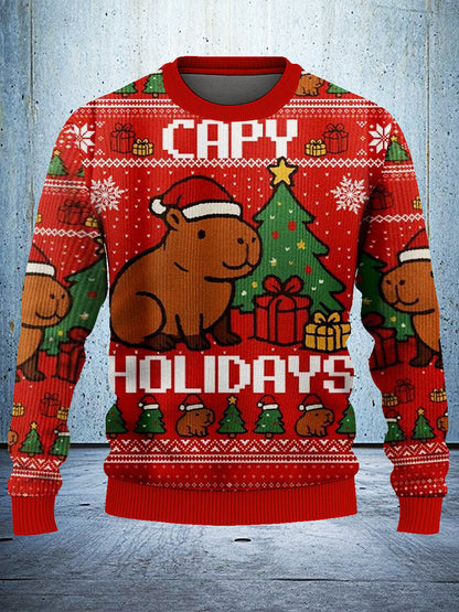 Capybara Celebration Christmas Ugly Sweatshirt