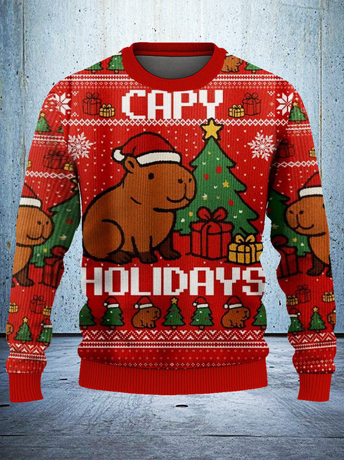 Capybara Celebration Christmas Ugly Sweatshirt