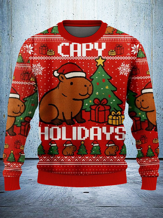 Capybara Celebration Christmas Ugly Sweatshirt