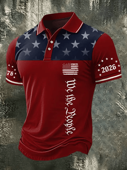 Men's USA 1776-2026 Printed Polo Shirt