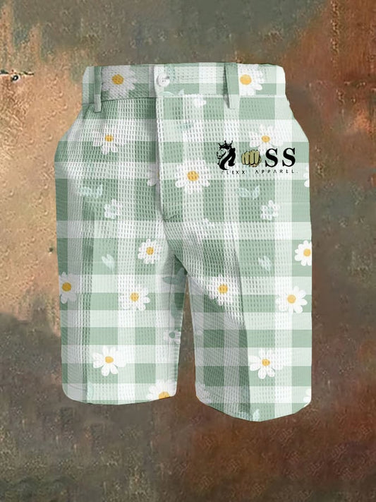 Men's Casual Plaid Waffle Pants