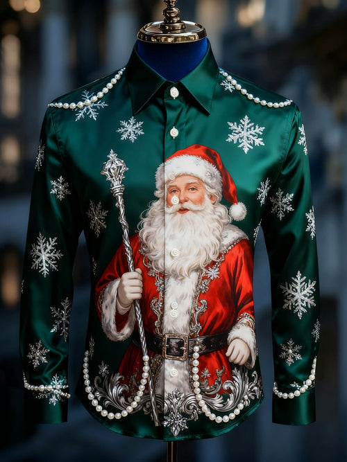 Men's  Christmas Long Sleeve Button-Down Shirt