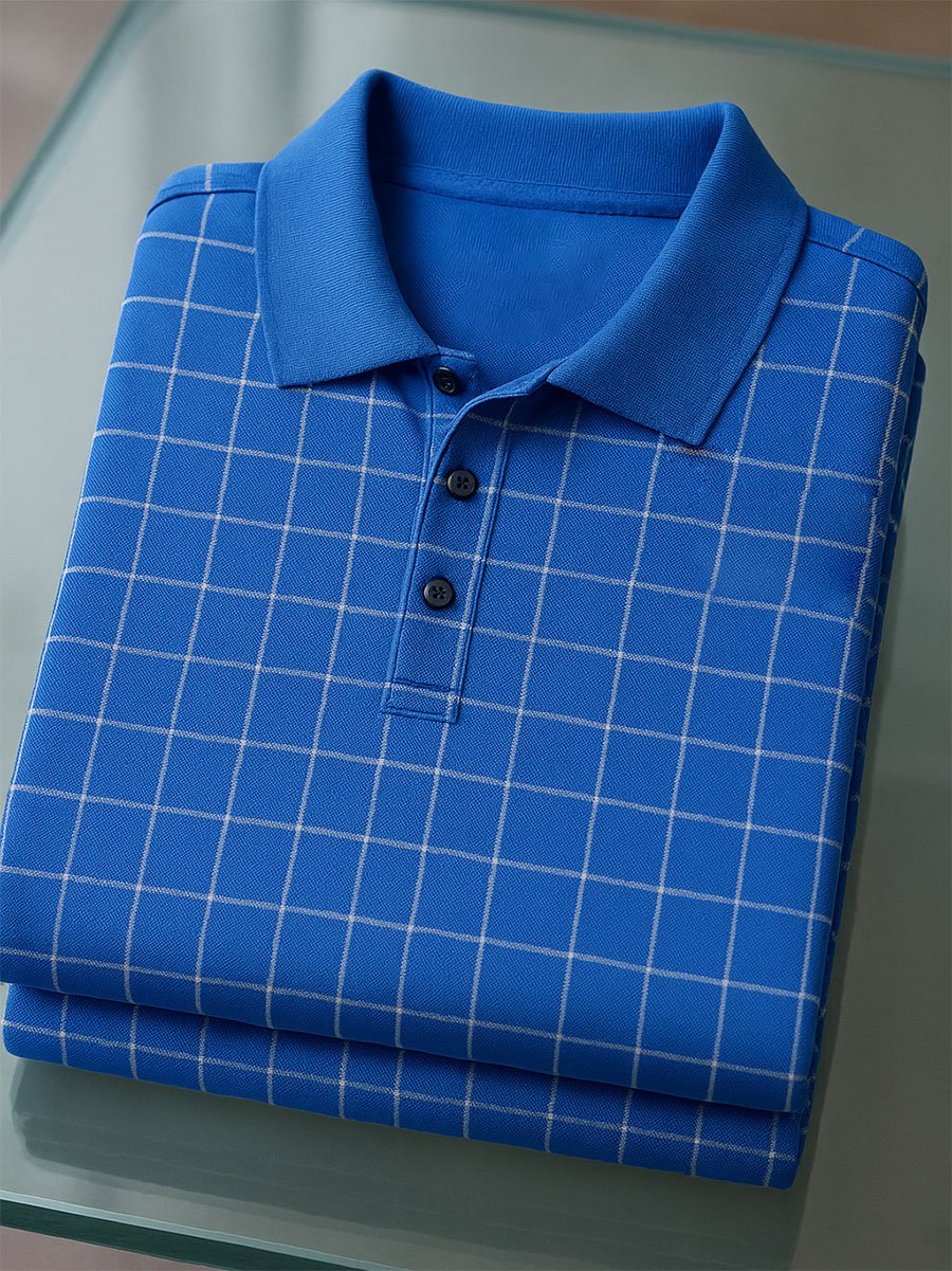 Men's Business Casual Button Short Sleeve Polo Shirt