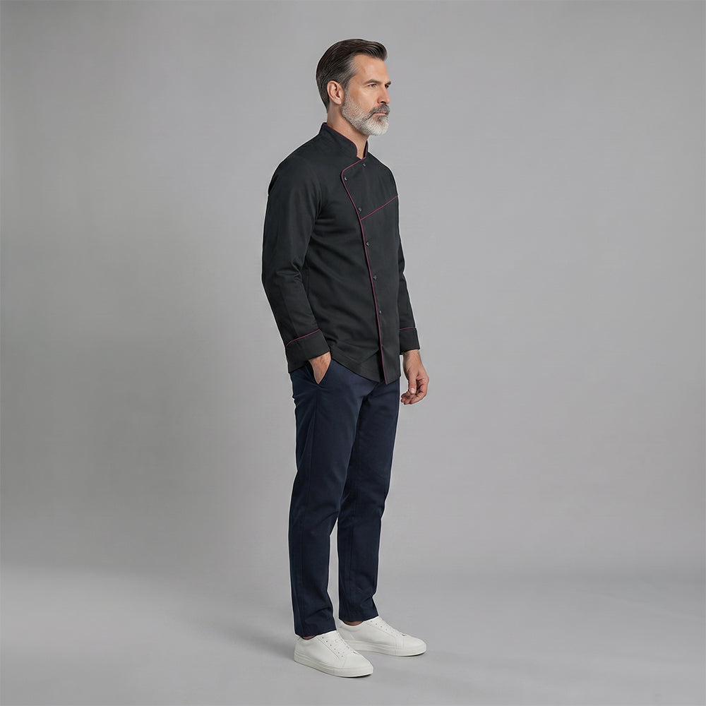 Men's Loose-Fit Long-Sleeve Multi-Button Dress Shirt