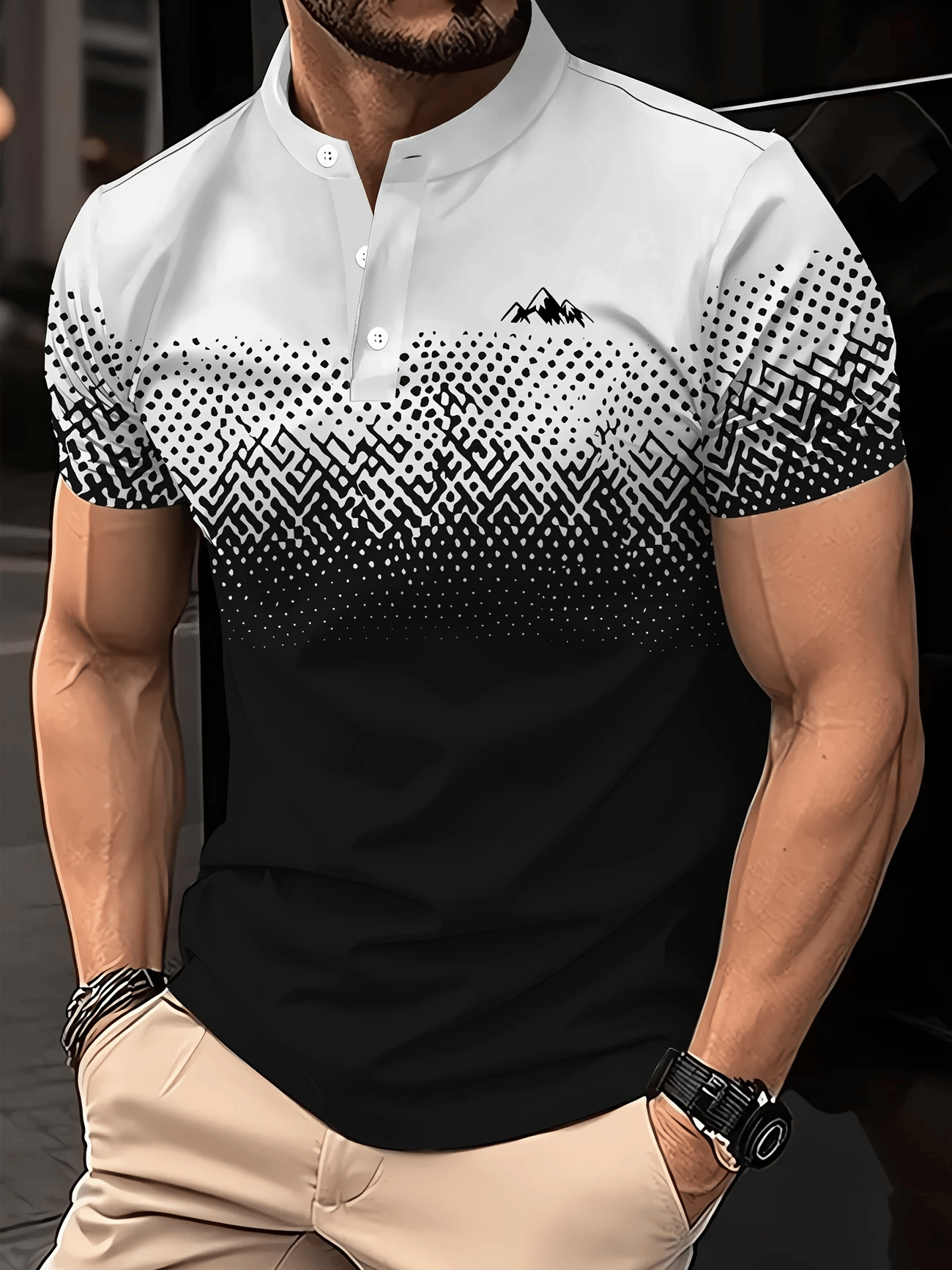 Men's Casual Short Sleeve Henley T-Shirt