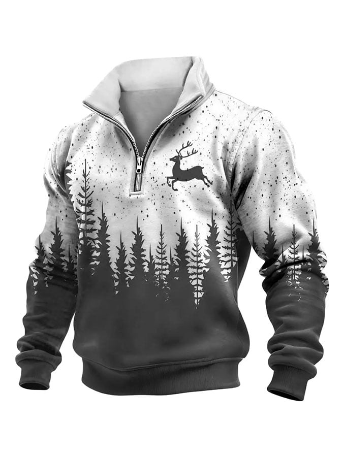 Men's Casual Retro Print Long-Sleeve Sweatshirt