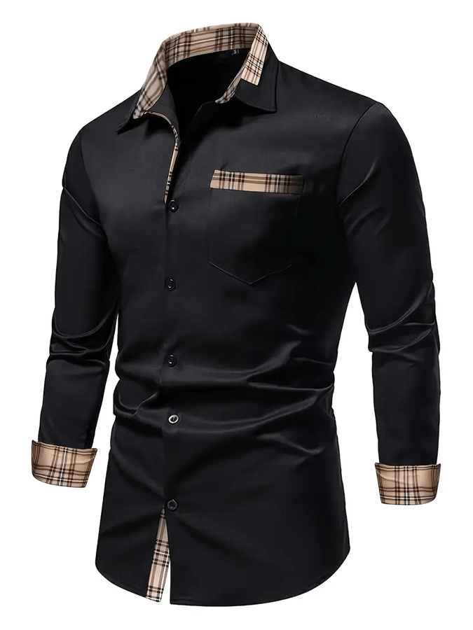 Men's Vintage Business Casual Printed Satin Long Sleeve Shirt