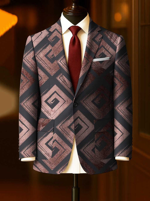 Men's Business Casual Large Pocket Print Blazers