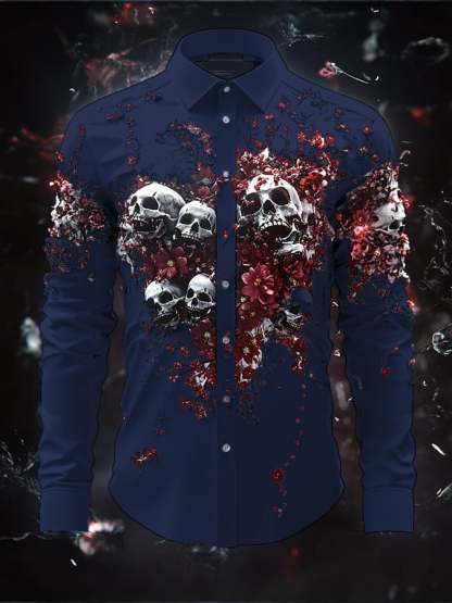 Men's Vintage Art Skull Shirt