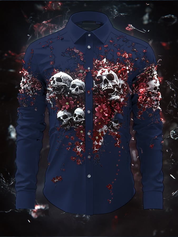 Men's Vintage Art Skull Shirt