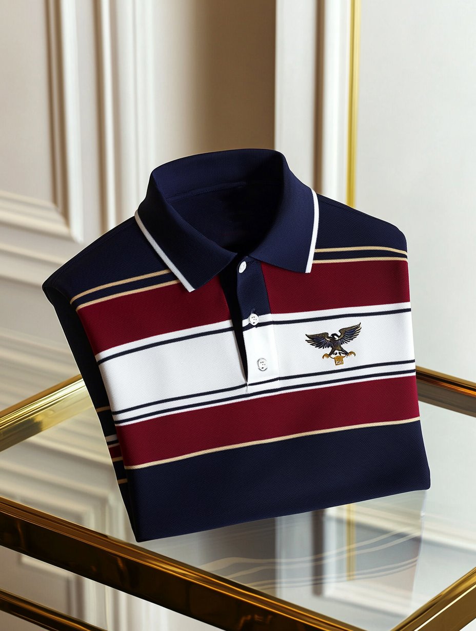 Men's Business Casual Independence Day Striped Button Short Sleeve Pol