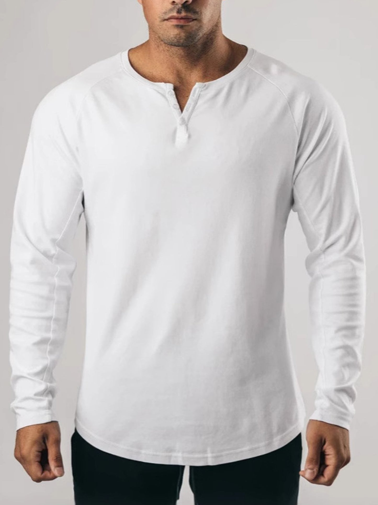 Men's Casual and Comfortable Henley Long-Sleeved T-Shirt