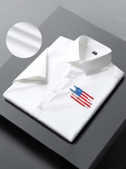 Men's Independence Day American Flag Casual Short Sleeve Shirt