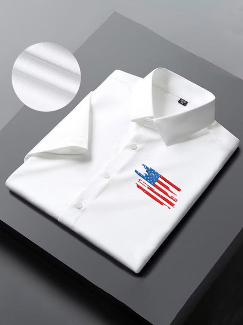 Men's Independence Day American Flag Casual Short Sleeve Shirt