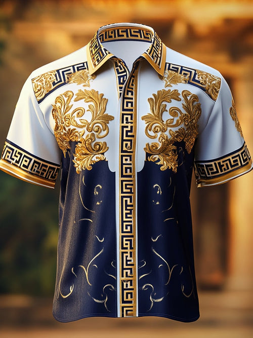 Men's Satin Luxe Print Short Sleeve Button Shirt
