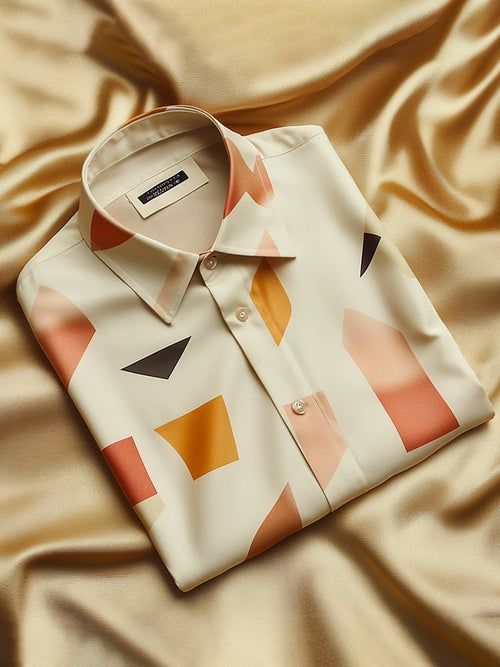 Men's Satin Luxe Print Short Sleeve Button Shirt