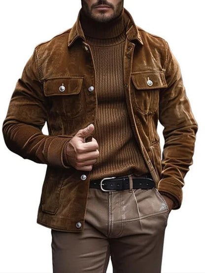 Men's Western Outdoor Vintage Multi-Pocket Jacket