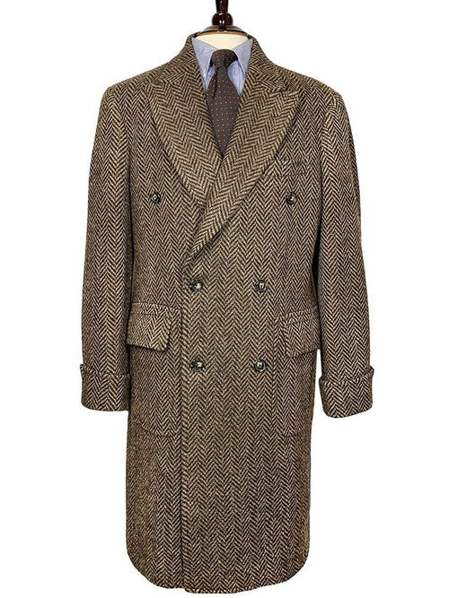 Classic Pointed Lapel Double-Breasted Slim Fit Wool Coat