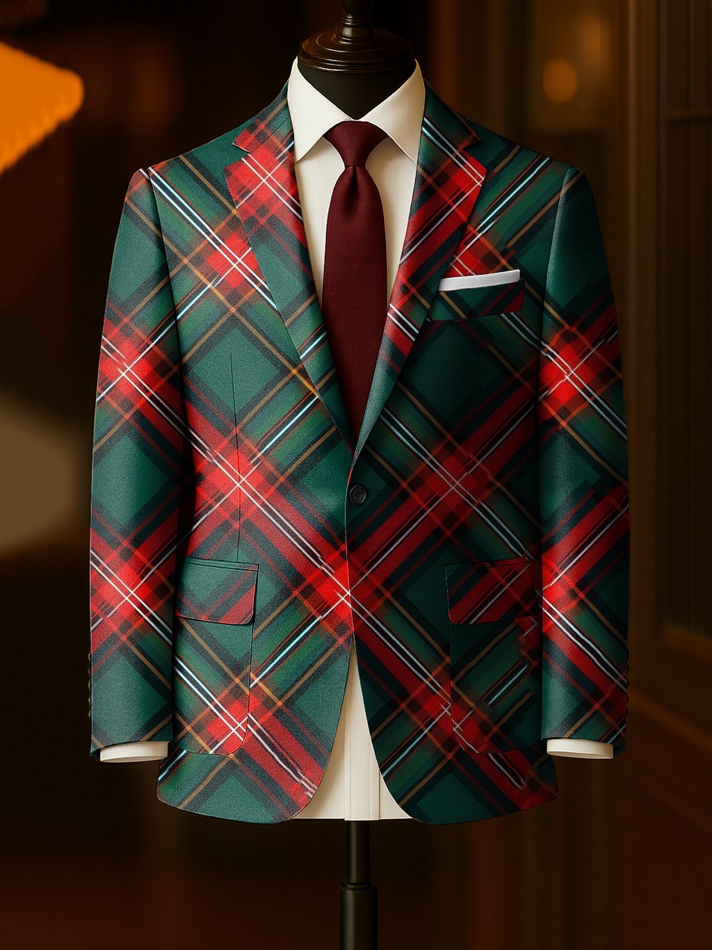 Men's Business Casual Large Pocket Notch Lapel Print Blazers