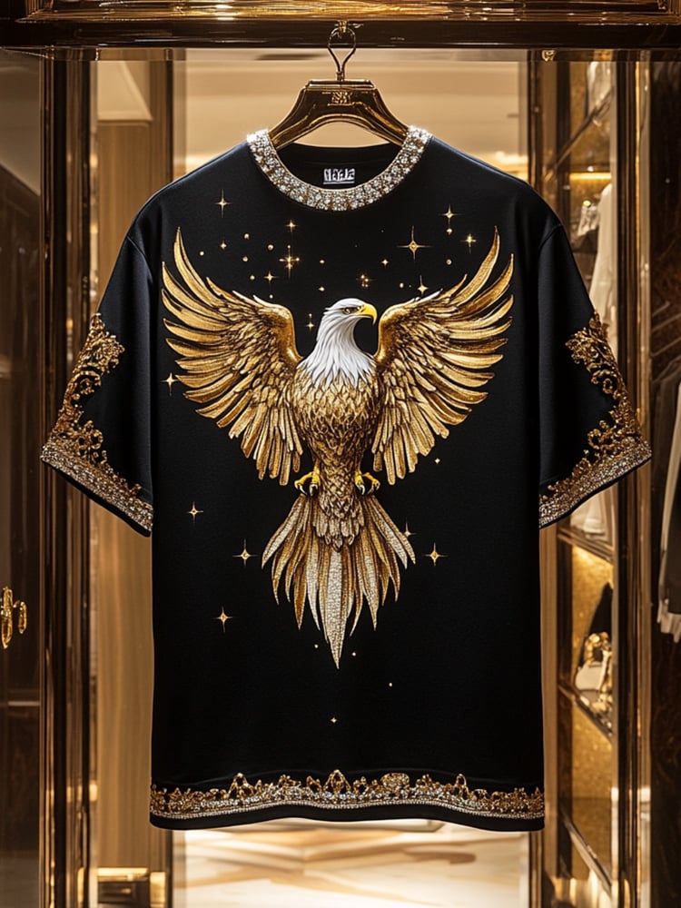 Men's Business Eagle Print Short Sleeve T-Shirt