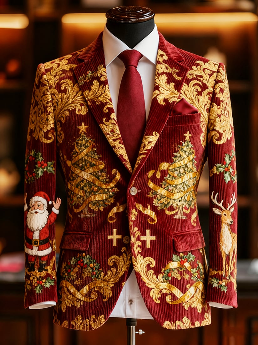 Men's Business Casual Corduroy Suit Jacket