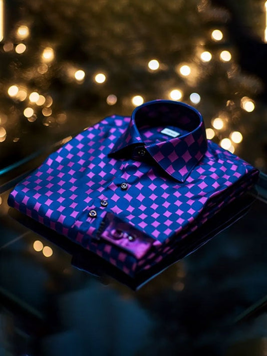 Men's Luxury Business Plaid Lapel Short Sleeve Shirt
