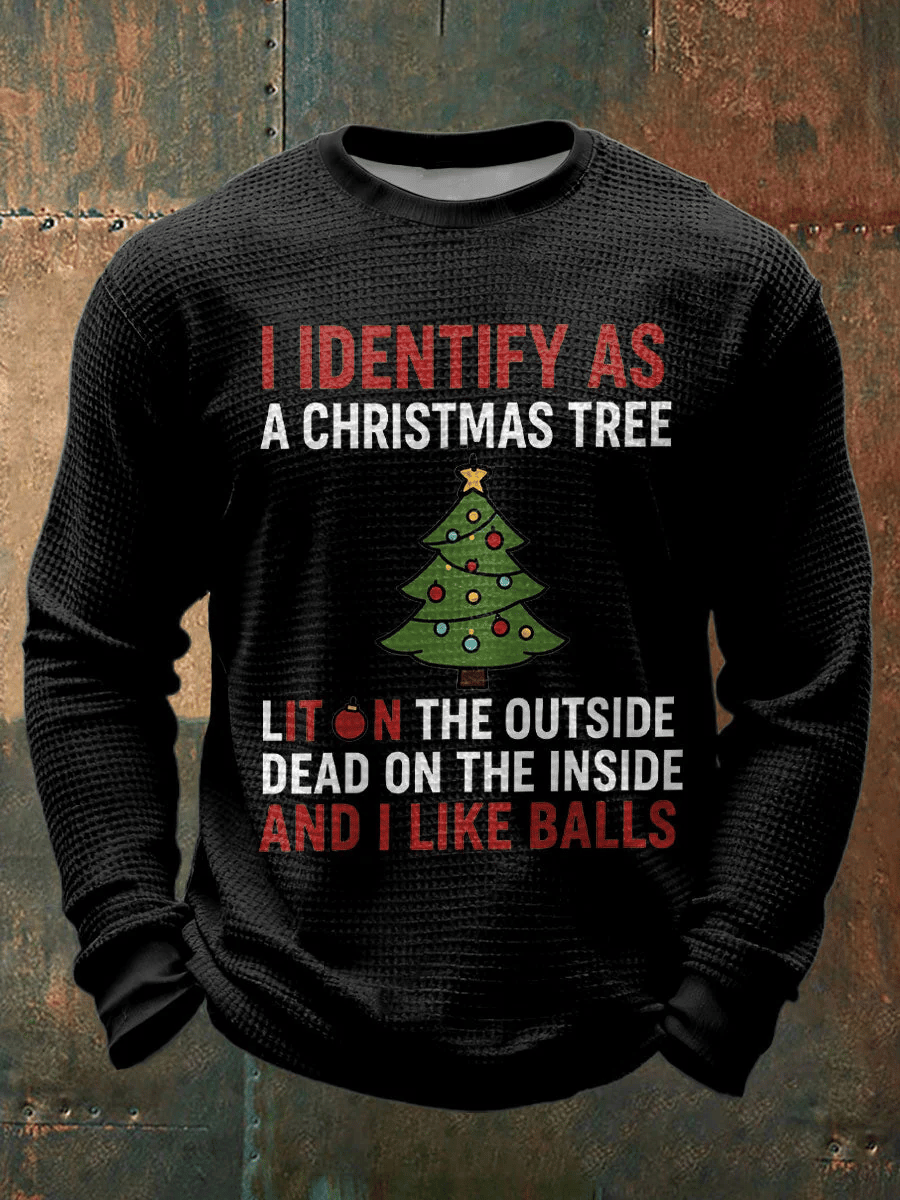 Men's Funny Identify As A Christmas Printed Casual Long-Sleeved Top