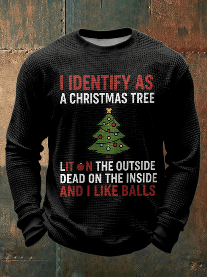 Men's Funny Identify As A Christmas Printed Casual Long-Sleeved Top