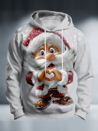 Christmas Men's Optical Illusion Santa Claus Hooded Sweatshirt