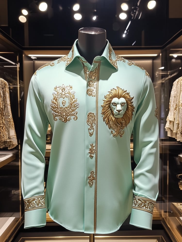 Men's Satin Luxe Long Sleeve Button Down Shirt