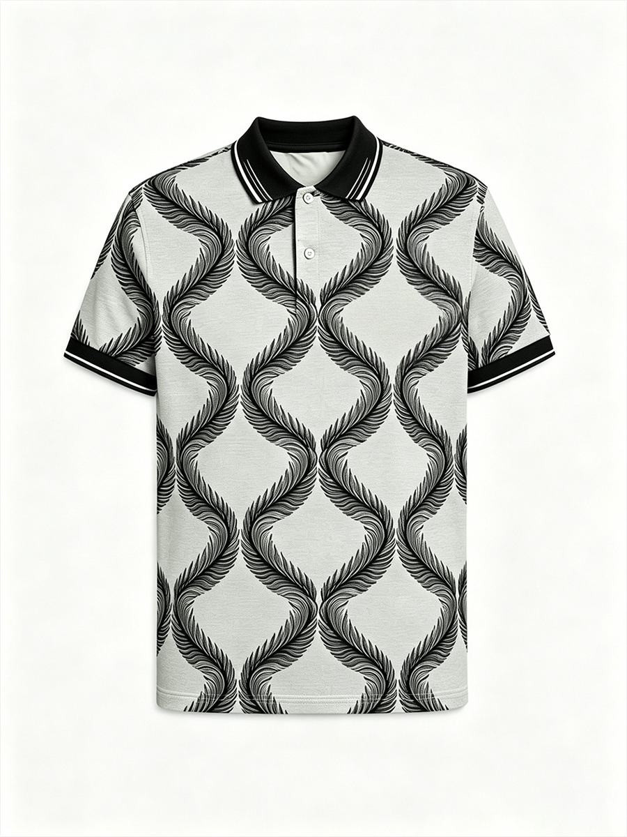 Men's Business Colorblock Plaid Print Polo Shirt