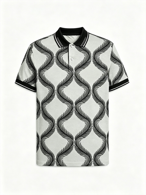 Men's Business Colorblock Plaid Print Polo Shirt