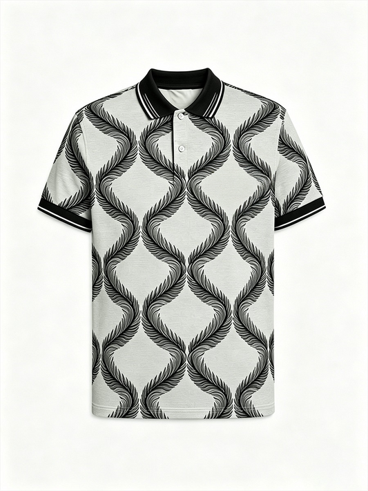 Men's Business Colorblock Plaid Print Polo Shirt