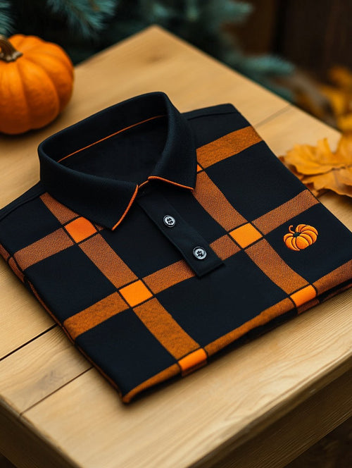 Men's Business Casual Halloween Art Button Short Sleeve Polo Shirt