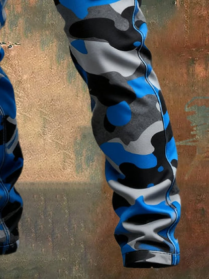 Men's Vintage Camouflage Distressed Pocket Work Pants