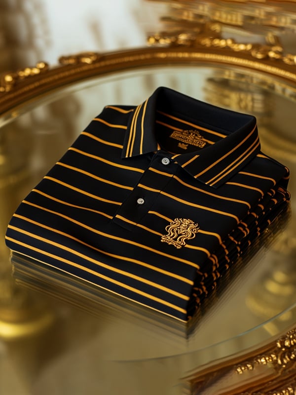 Men's Business Casual Logo Button Short Sleeve Polo Shirt