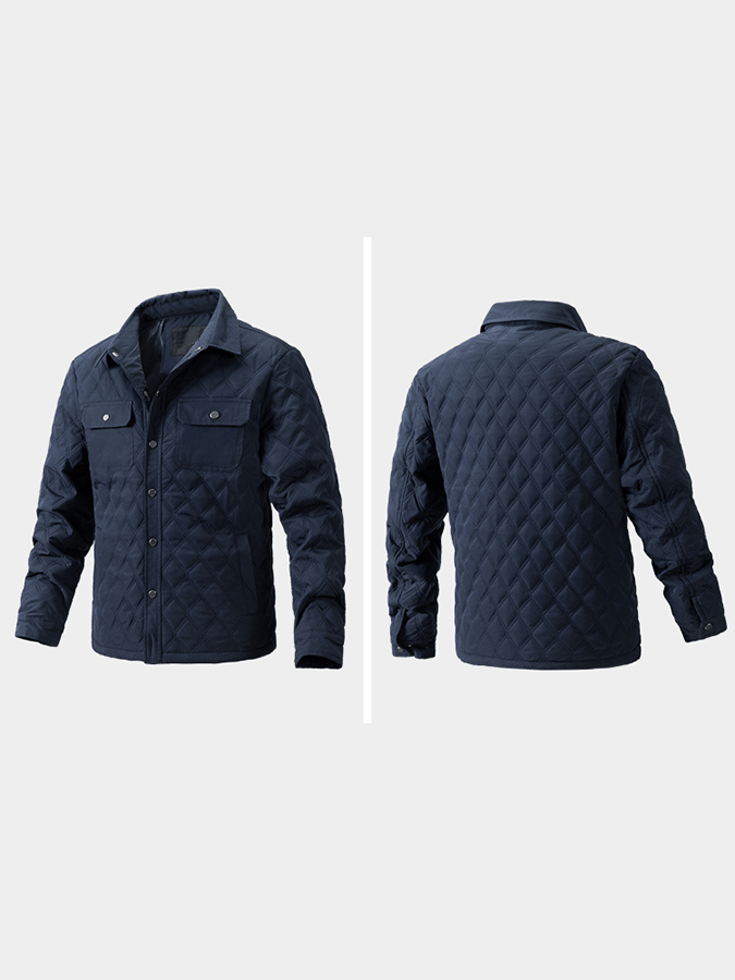 Men's Retro Diamond Pleated Cotton Multi-Pocket Casual Cotton Jacket