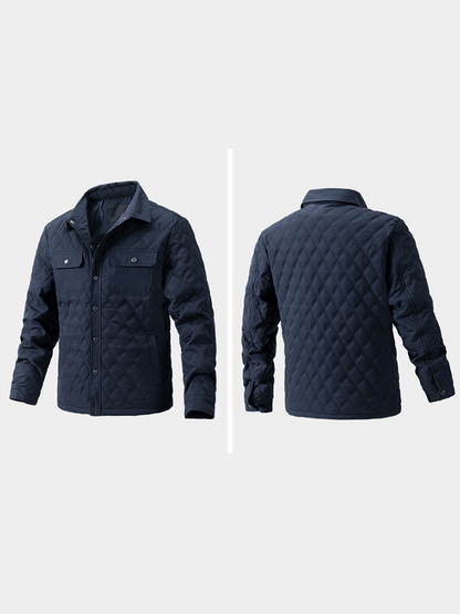 Men's Retro Diamond Pleated Cotton Multi-Pocket Casual Cotton Jacket