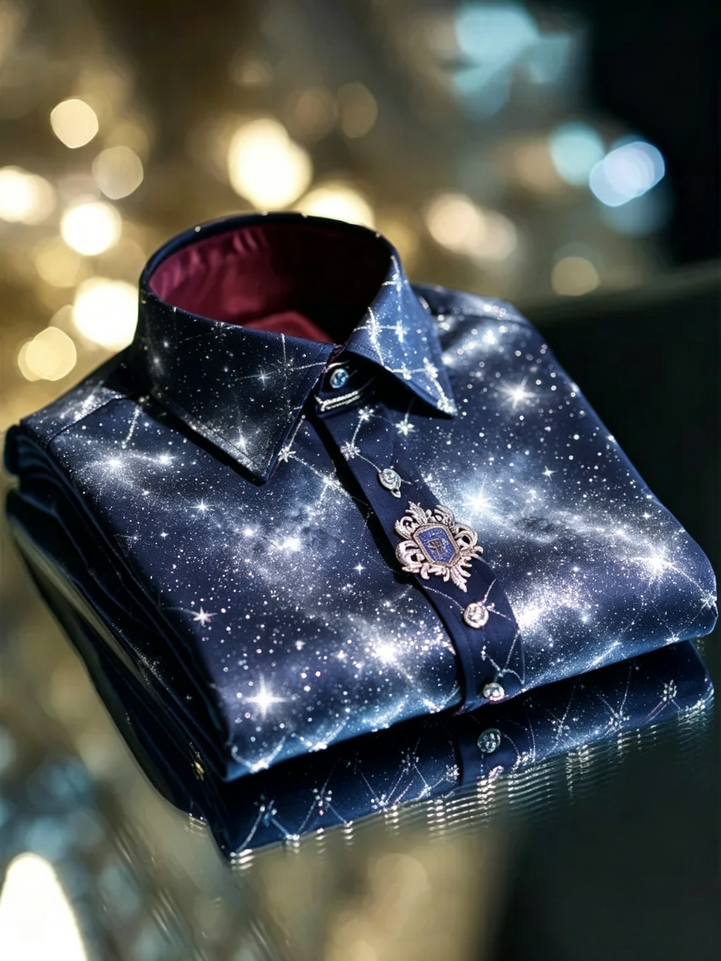 Men's Satin Luxe Long Sleeve Button Down Shirt