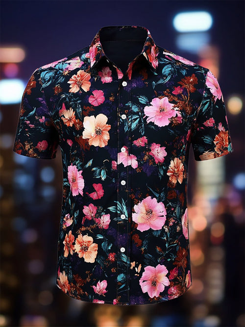 Men's Resort Casual Floral Art Short Sleeve Shirt