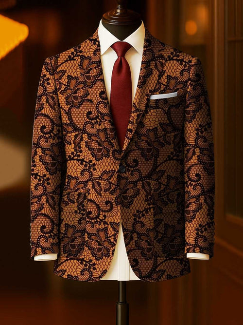 Men's Business Casual Large Pocket Print Blazers