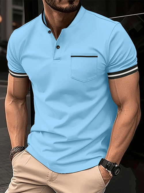 Men's Casual Short Sleeve Henley T-Shirt