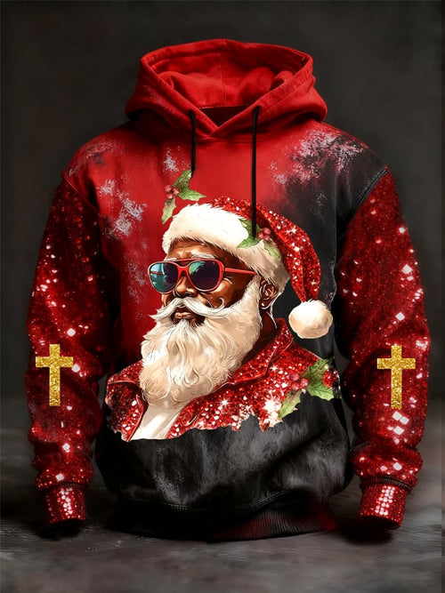 Men's Christmas Santa Claus Glitter Print Sweatshirt