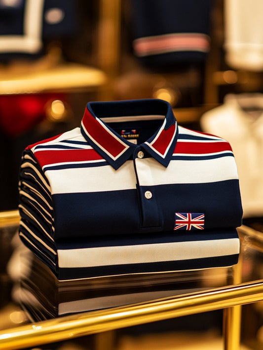 Men's Business Union Jack Casual Button Short Sleeve Polo Shirt