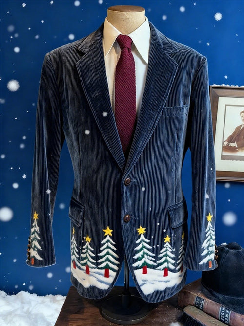 Men's Vintage Casual Christmas Party Corduroy Blazer