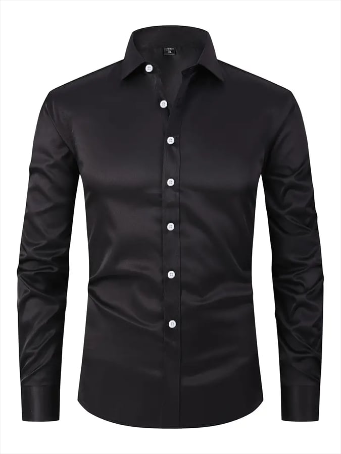 Men's Solid Color Design Business Casual Shirt