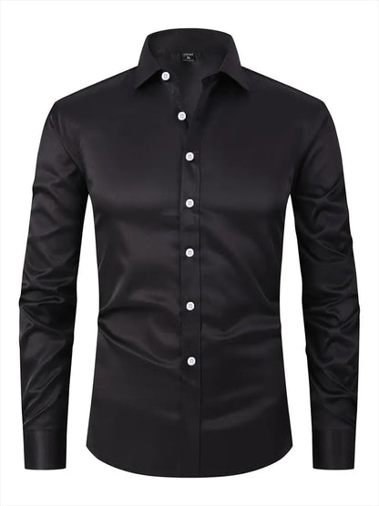 Men's Solid Color Design Business Casual Shirt