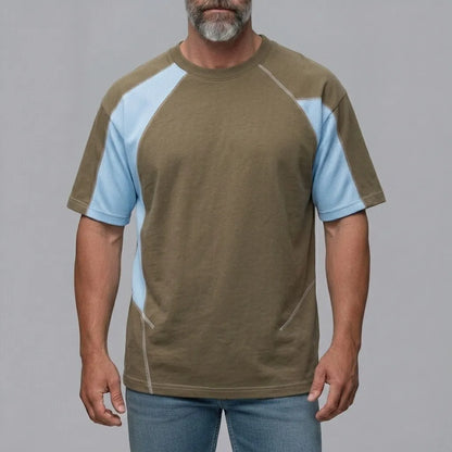 Men's Sports Colorblock Geometric Pattern Crew Neck Raglan Sleeve T-Shirt