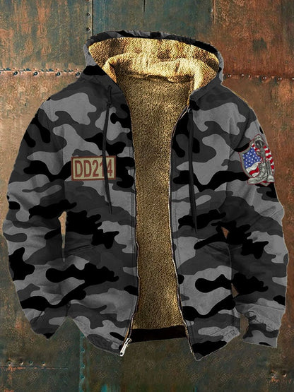 Men's Camouflage Veteran DD-214 Printed Fleece Jacket