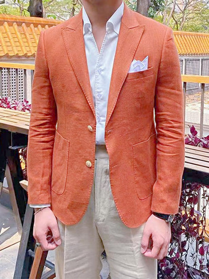 Men's Vintage Double-Breasted Solid Color Gentleman's Business Suit Jacket